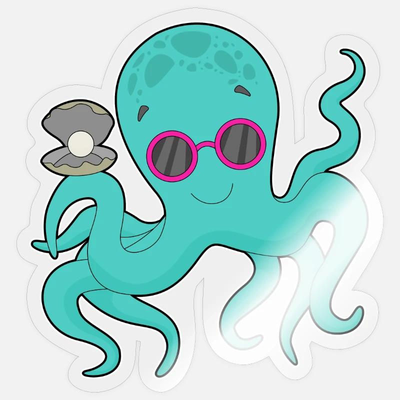Octopus Bead - Sticker size S (10 x 10 cm) - transparent glossy