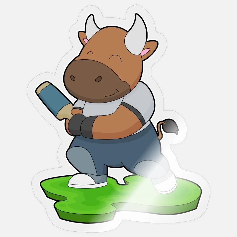 Stier Cricket Cricketschläger - Sticker Größe S (10 x 10 cm) - Transparent glänzend