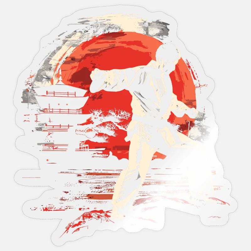 Karateka Grafik - Sticker Größe S (10 x 10 cm) - Transparent glänzend