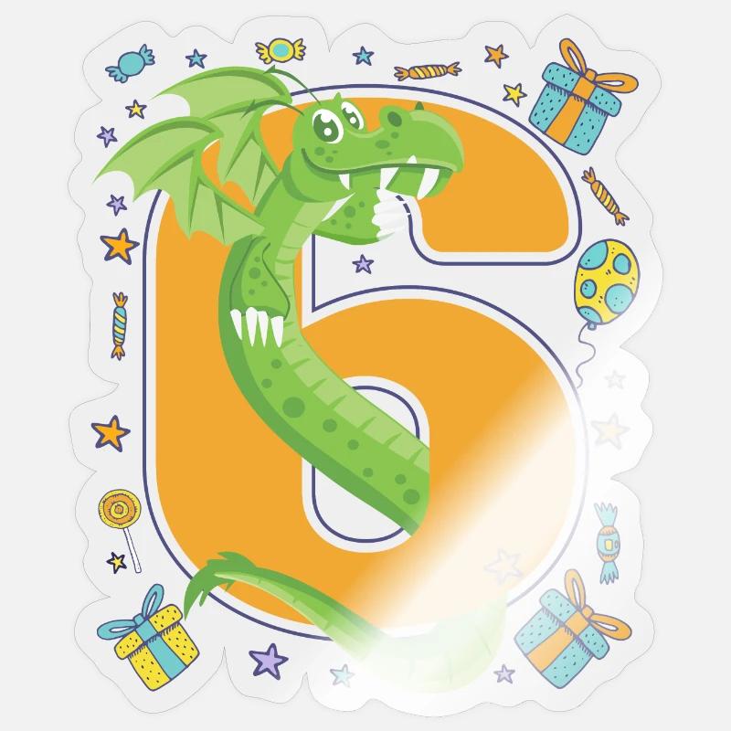 6e anniversaire - Sticker taille S (10 x 10 cm) - brillant transparent