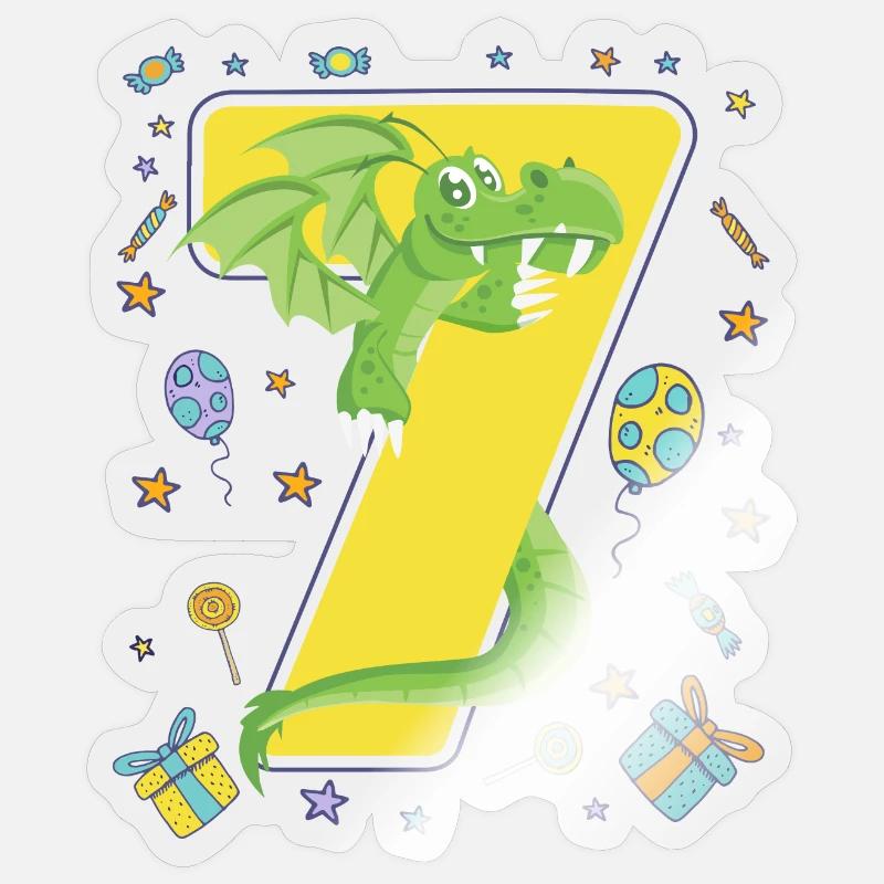 7e anniversaire - Sticker taille S (10 x 10 cm) - brillant transparent
