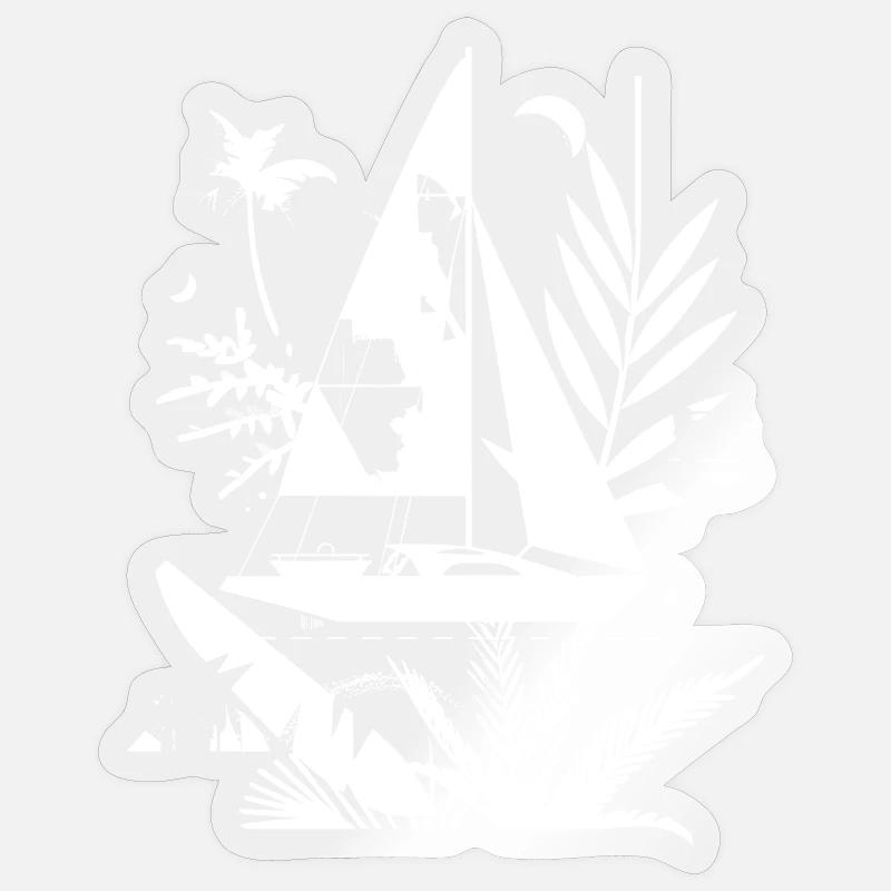 Segelboot Comic - Sticker Größe S (10 x 10 cm) - Transparent glänzend