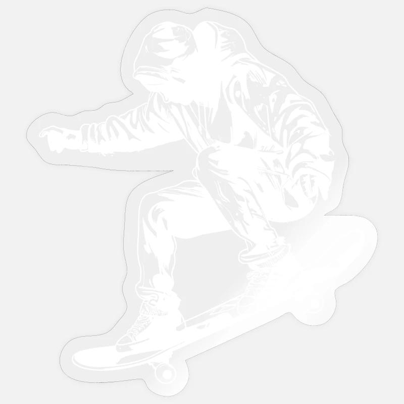 Graphismes de skateboard - Sticker taille S (10 x 10 cm) - brillant transparent