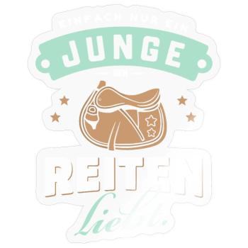 Junge Reiter Liebe Pferd Hobby Freude Idee - Sticker Größe S (10 x 10 cm) - Transparent glänzend - Vorne