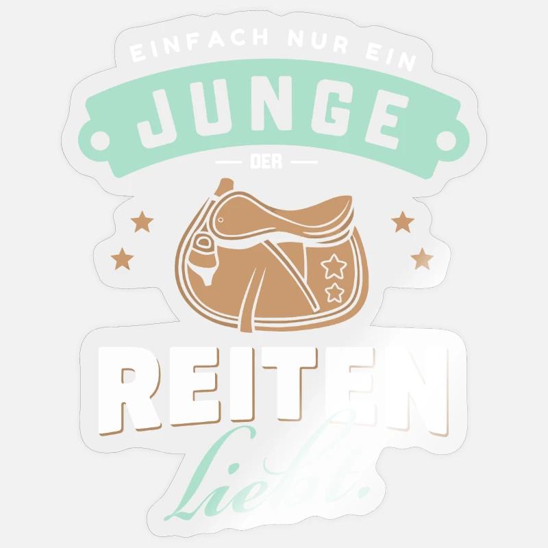 Junge Reiter Liebe Pferd Hobby Freude Idee - Sticker Größe S (10 x 10 cm) - Transparent glänzend