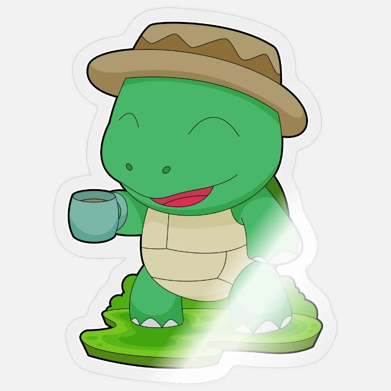 Schildkröte Kaffee Tasse - Sticker Größe S (10 x 10 cm) - Transparent glänzend