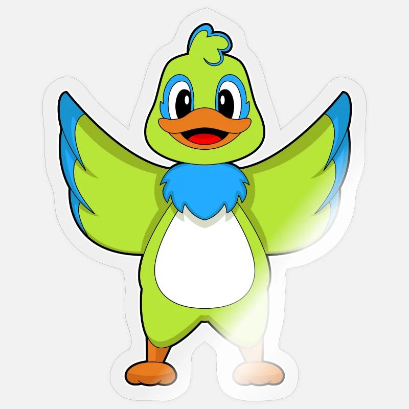Perroquet canard - Sticker taille S (10 x 10 cm) - brillant transparent