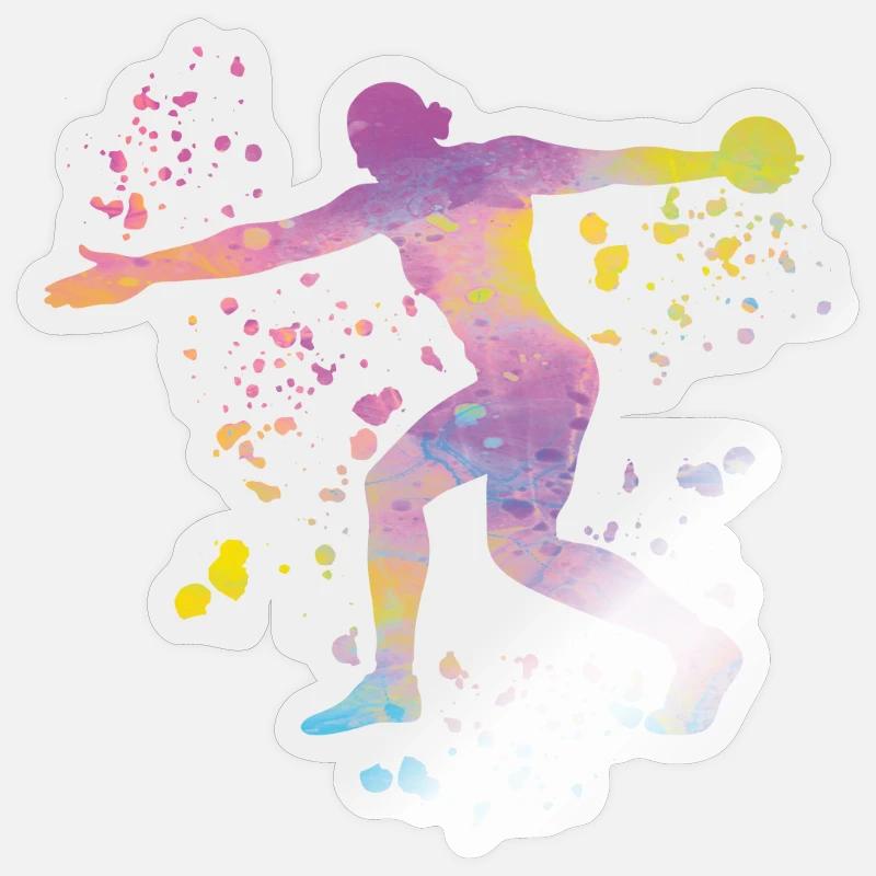 Diskuswerfer Colorsplash Diskuswurf Sticker Größe S (10 x 10 cm)