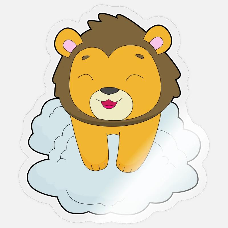 Nuages de lions - Sticker taille S (10 x 10 cm) - brillant transparent