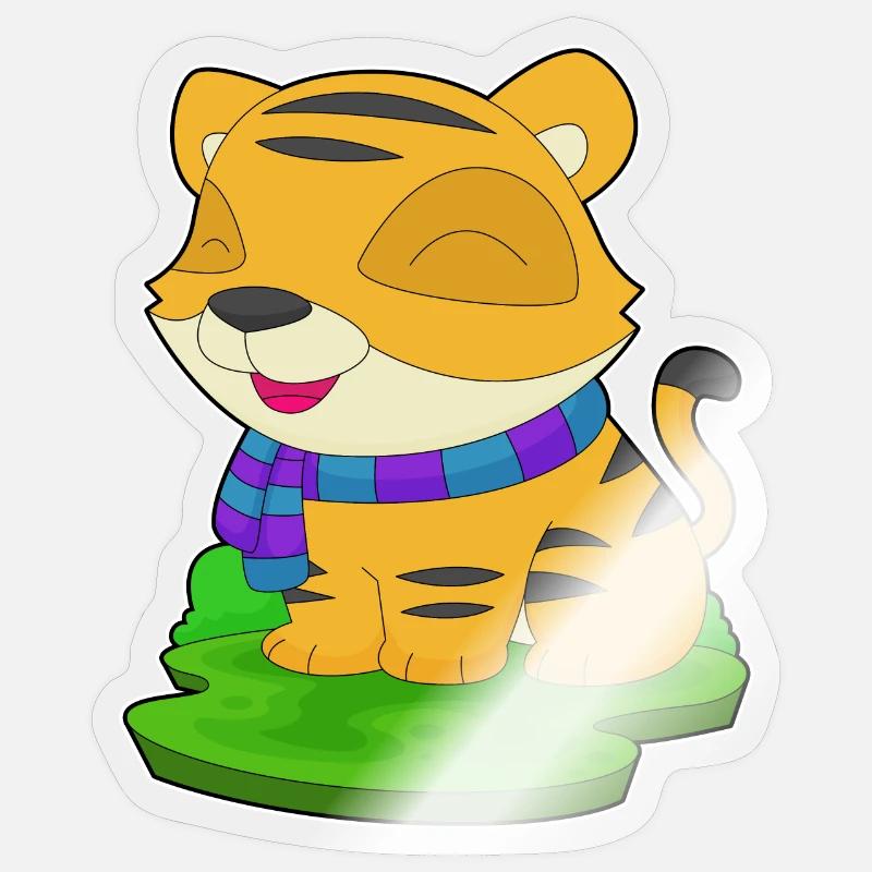 Écharpe Tigre - Sticker taille S (10 x 10 cm) - brillant transparent