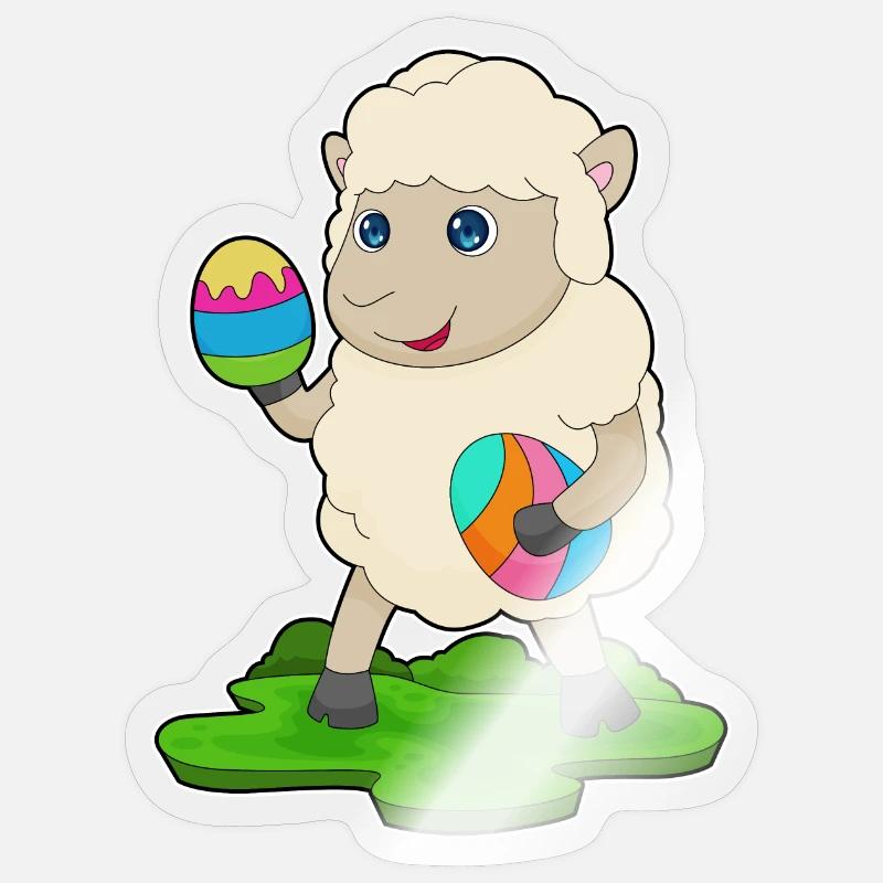 Schaf Ostern Ostereier - Sticker Größe S (10 x 10 cm) - Transparent glänzend