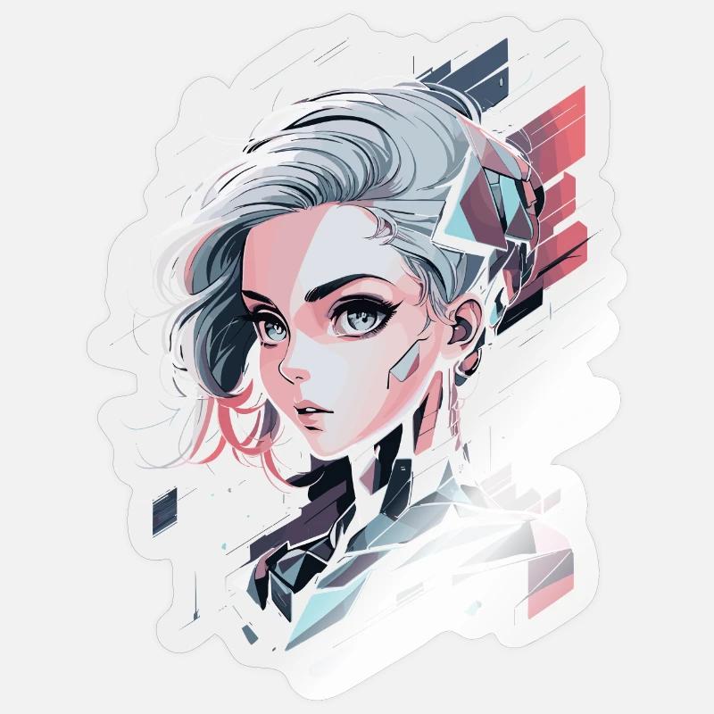 Futuristic Cyberpunk Warrior - Sticker size S (10 x 10 cm) - transparent glossy