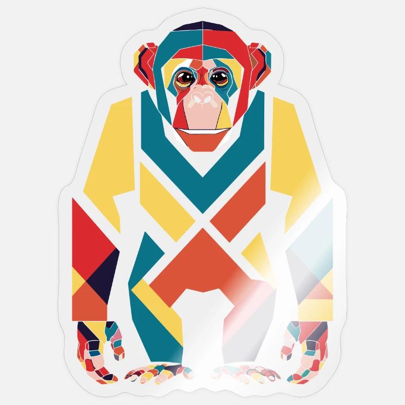 Colorful Monkey Geometric Pattern Sticker size S (10 x 10 cm)