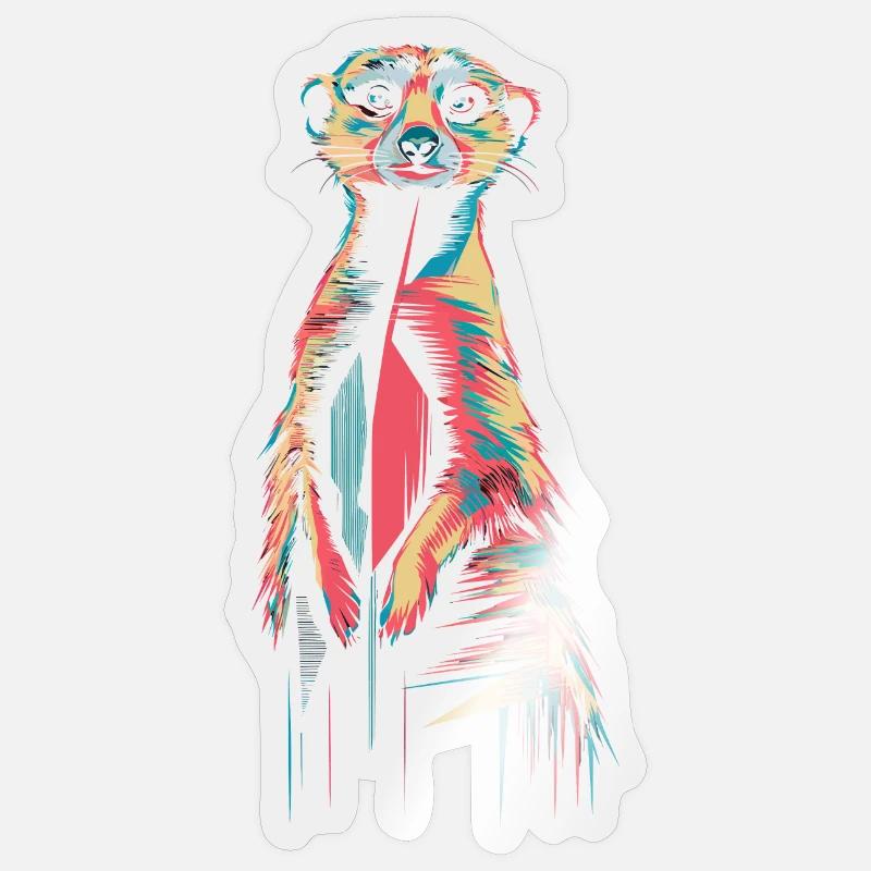 Oeuvre d’art colorée de suricate - Sticker taille S (10 x 10 cm) - brillant transparent