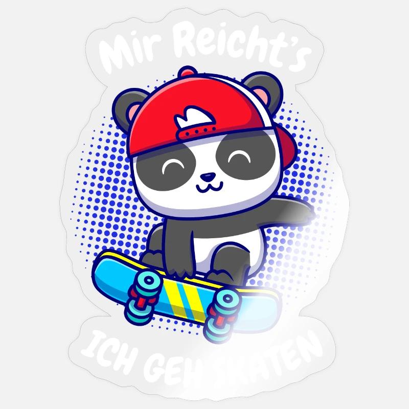 Kleiner Panda auf Skateboard - Sticker Größe S (10 x 10 cm) - Transparent glänzend