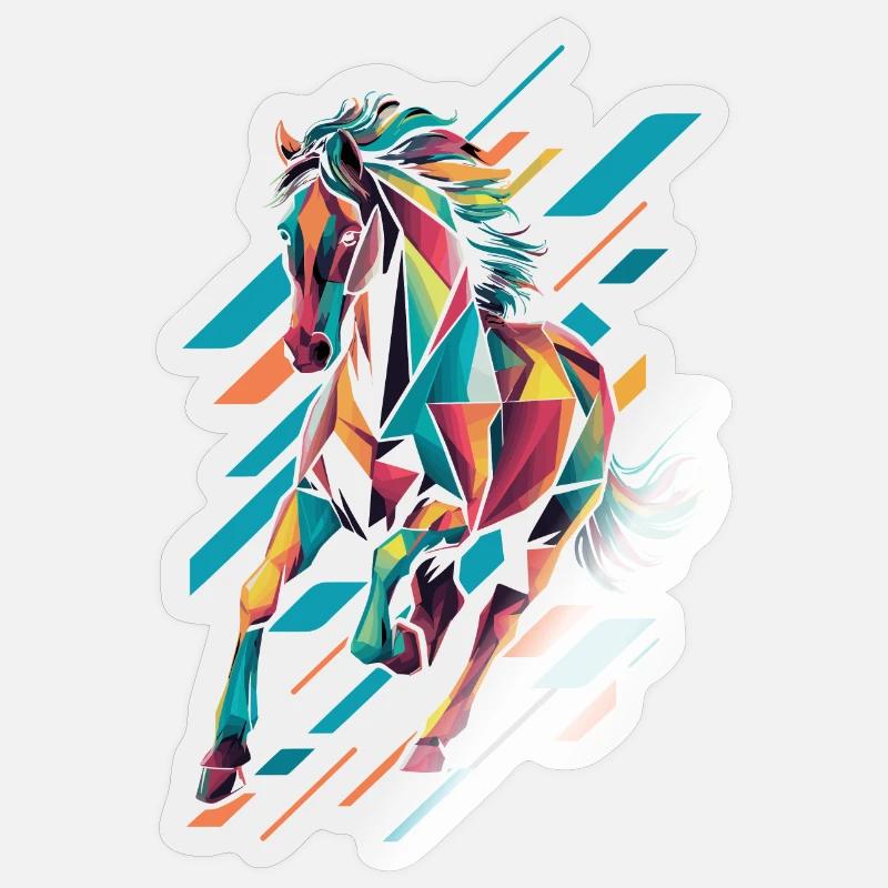 Conception géométrique colorée du cheval Sticker taille S (10 x 10 cm)