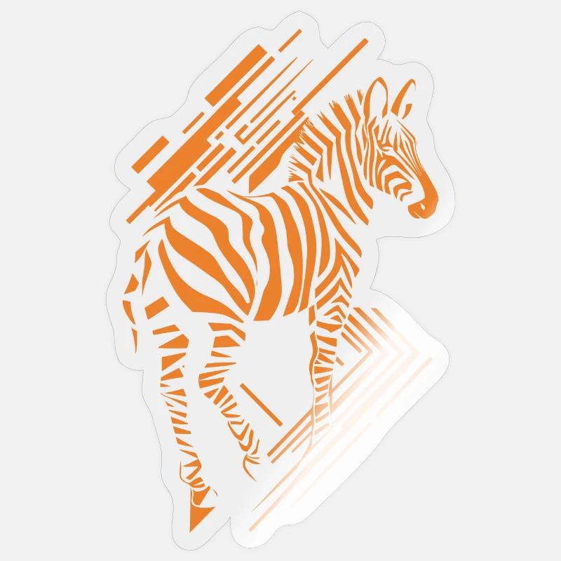 Modern zebra pattern in orange Sticker size S (10 x 10 cm)