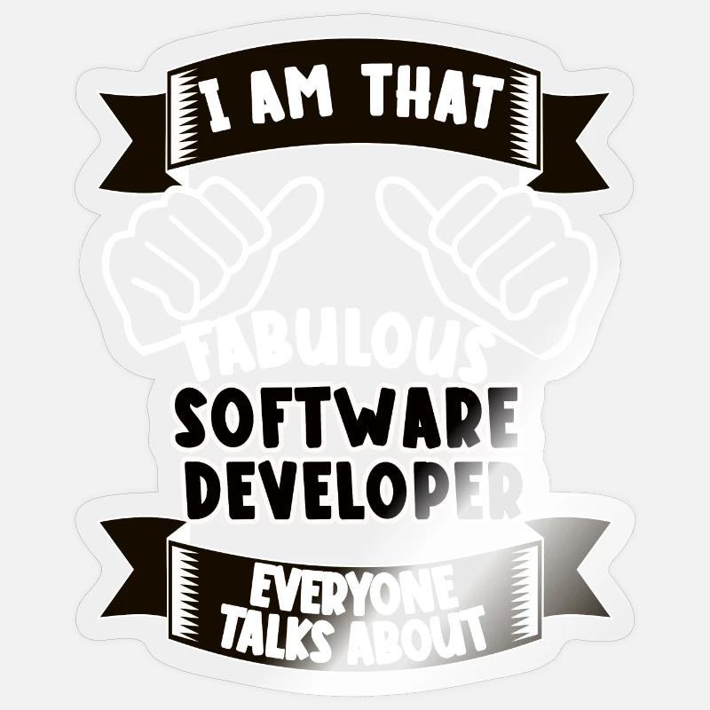 Softwareentwickler Lustiger Spruch Geschenk - Sticker Größe S (10 x 10 cm) - Transparent glänzend