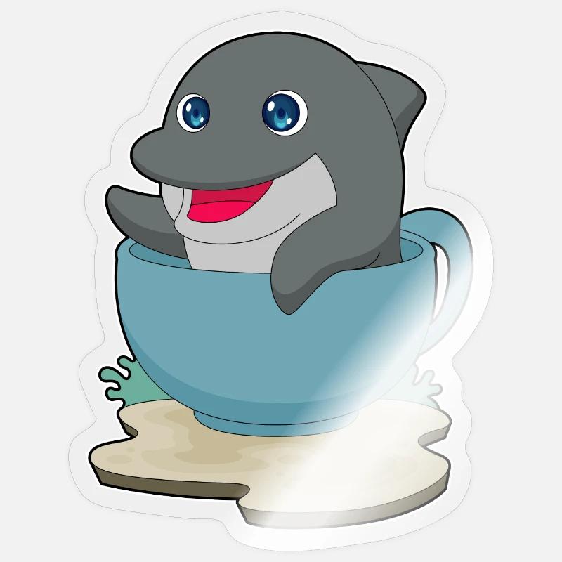 Mug Dauphin - Sticker taille S (10 x 10 cm) - brillant transparent