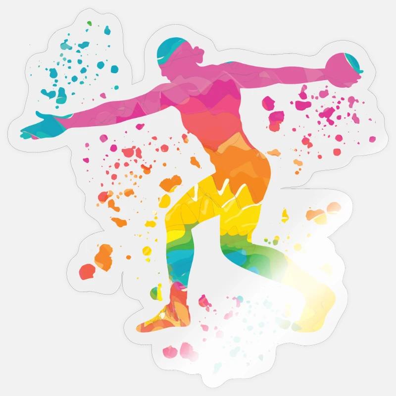 Lanceur de disque Lancer de disque Colorsplash - Sticker taille S (10 x 10 cm) - brillant transparent