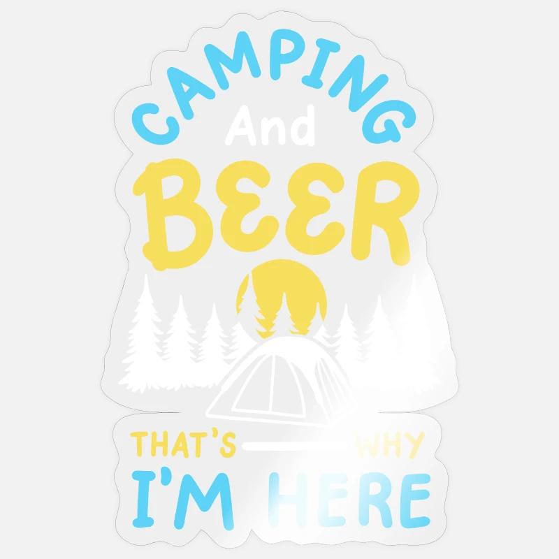 Camping und Bier Camper - Sticker Größe S (10 x 10 cm) - Transparent glänzend