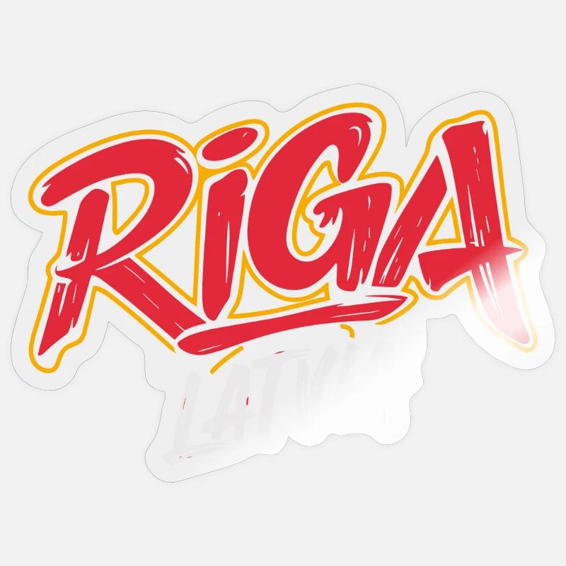 Souvenir de Riga Lettonie - Sticker taille S (10 x 10 cm) - brillant transparent