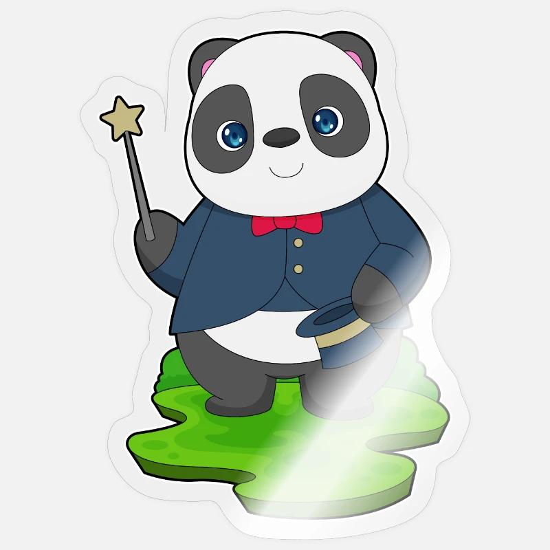 Baguette de sorcier panda - Sticker taille S (10 x 10 cm) - brillant transparent