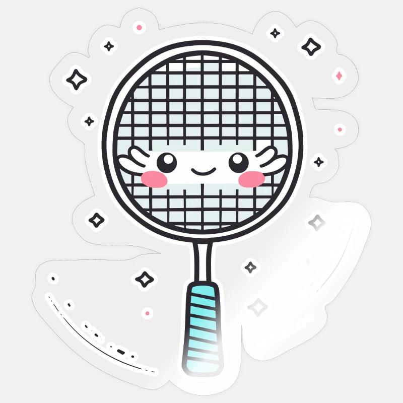 Badmintonschläger Comic Look Sticker Größe S (10 x 10 cm)