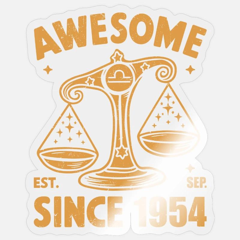 Awesome Since 1954 Libra Geburtstag Sticker Größe S (10 x 10 cm)