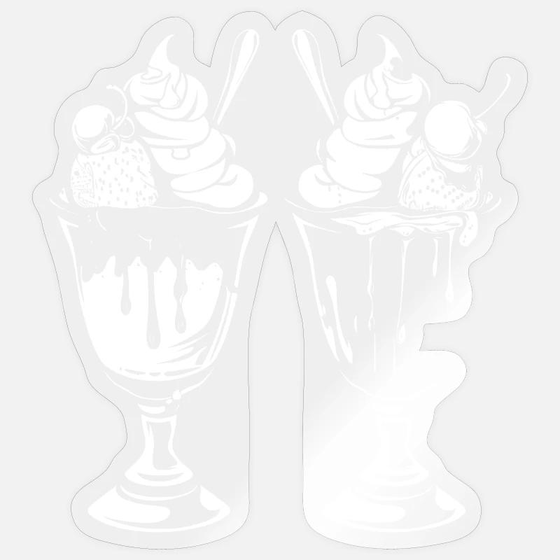 Eisbecher Grafik - Sticker Größe S (10 x 10 cm) - Transparent glänzend