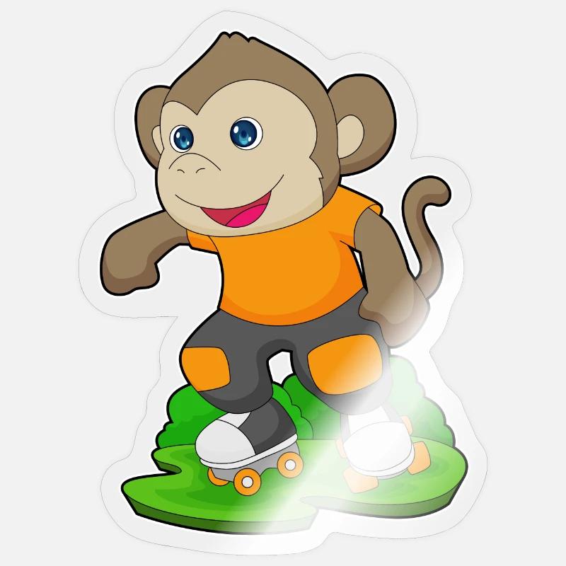 Monkey Rollers Rollers Rollers - Sticker taille S (10 x 10 cm) - brillant transparent