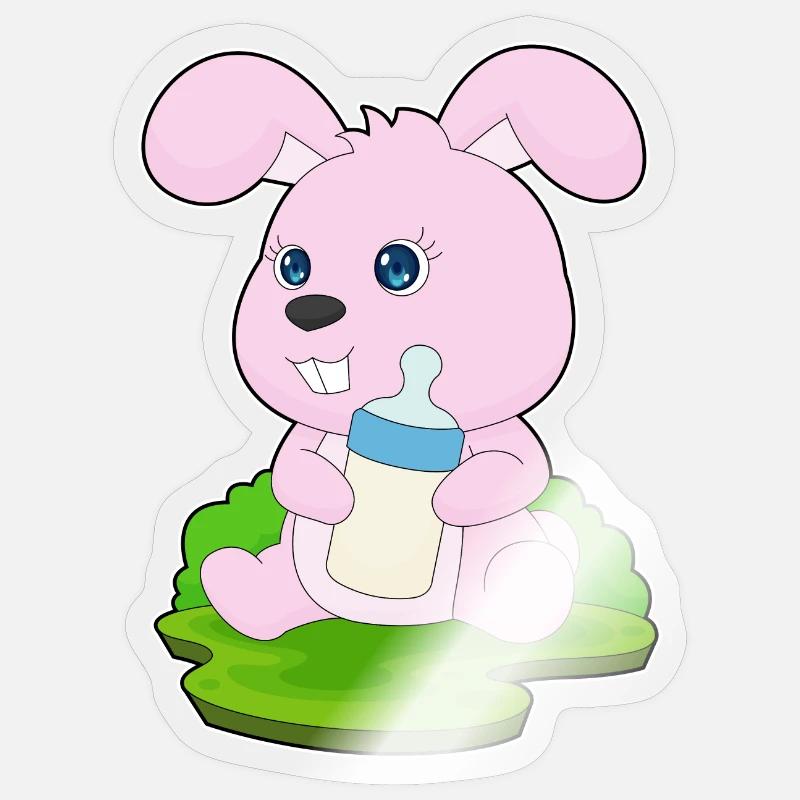 Bunny Lait de biberon - Sticker taille S (10 x 10 cm) - brillant transparent