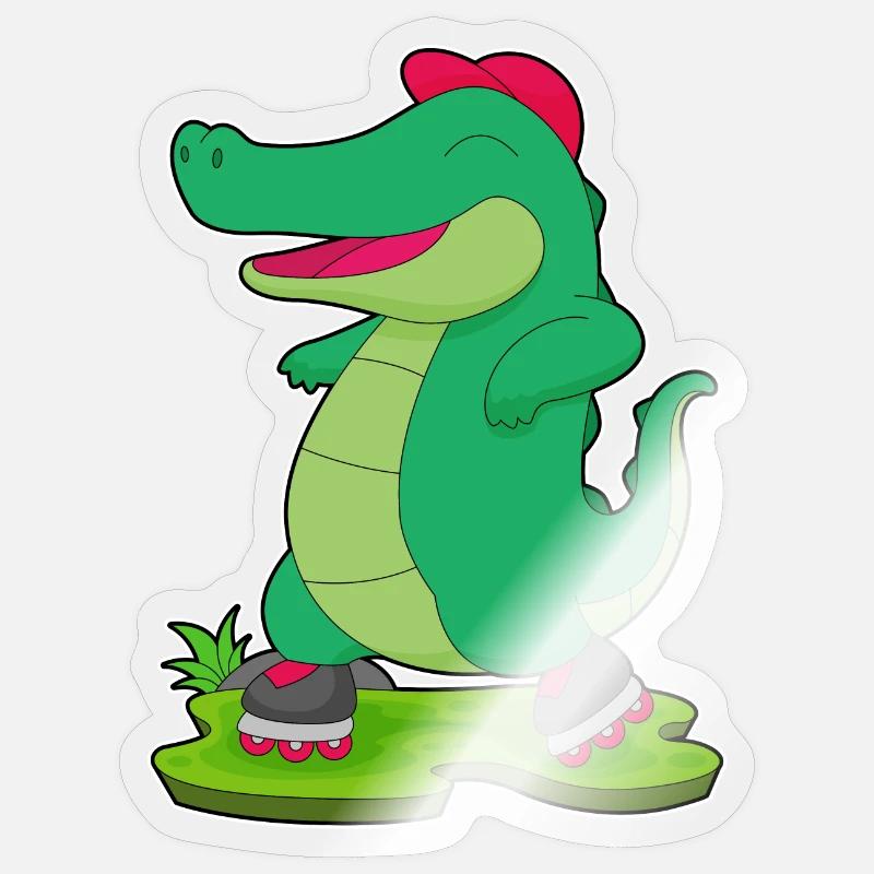 Krokodil Inline skating Rollschuhe - Sticker Größe S (10 x 10 cm) - Transparent glänzend