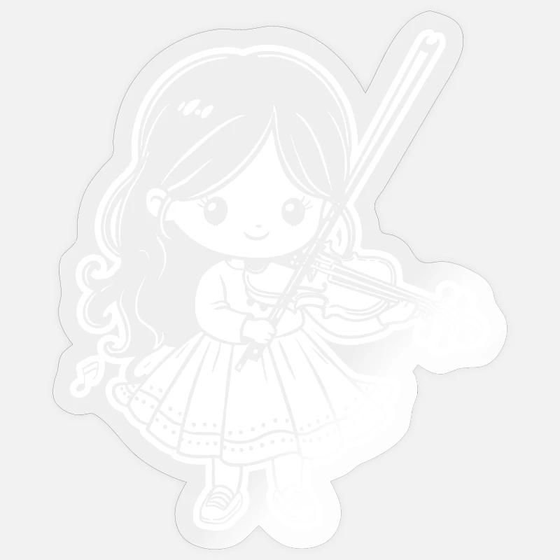 Violinen Mädchen - Sticker Größe S (10 x 10 cm) - Transparent glänzend