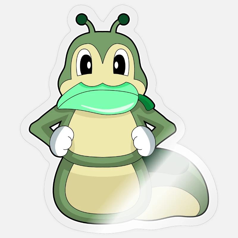 Raupe Blatt - Sticker Größe S (10 x 10 cm) - Transparent glänzend
