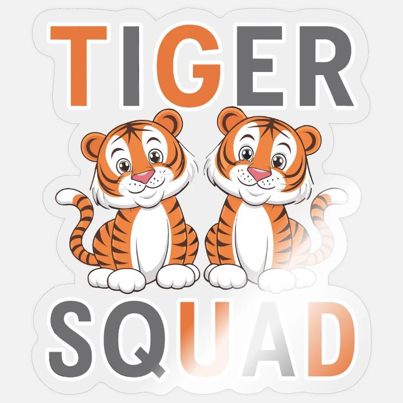 Tiger Gruppen Design Tiger Squad - Sticker Größe S (10 x 10 cm) - Transparent glänzend