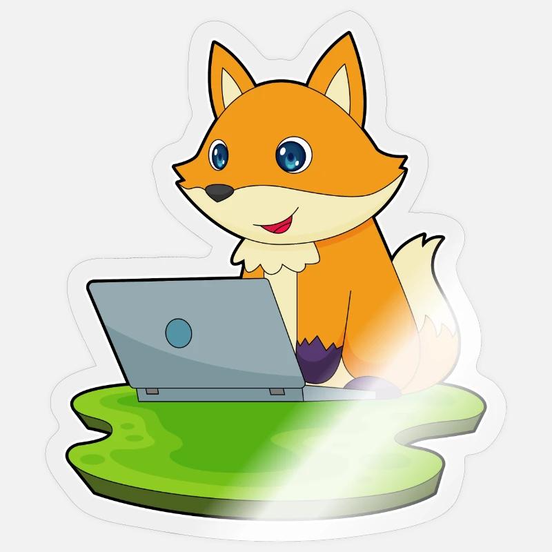 Fuchs Laptop - Sticker Größe S (10 x 10 cm) - Transparent glänzend
