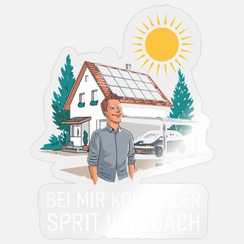 Strom vom Dach Solaranlage Solarenergie E-Auto Sticker Größe S (10 x 10 cm)