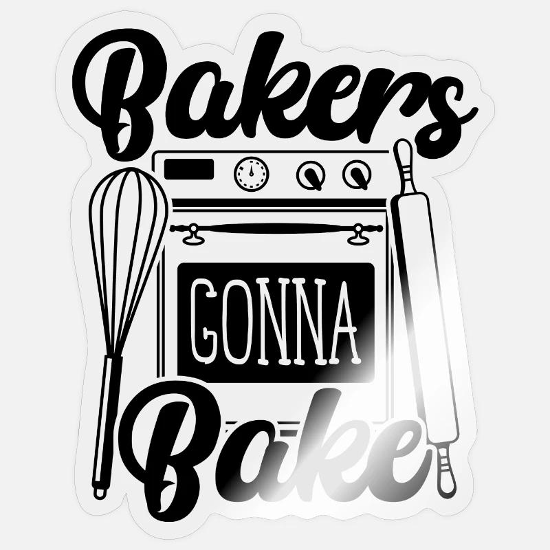 Bäcker werden Backen, Schneebesen und Löffelbacken Sticker Größe S (10 x 10 cm)