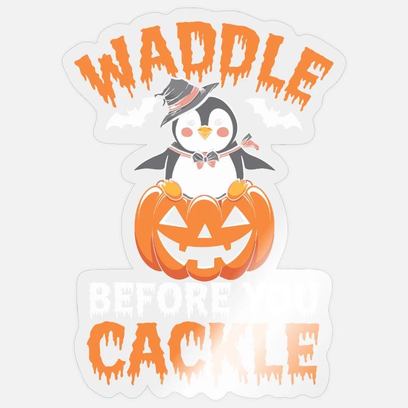 Dandinez-vous avant de caqueter Pingouin Halloween Sticker taille S (10 x 10 cm)