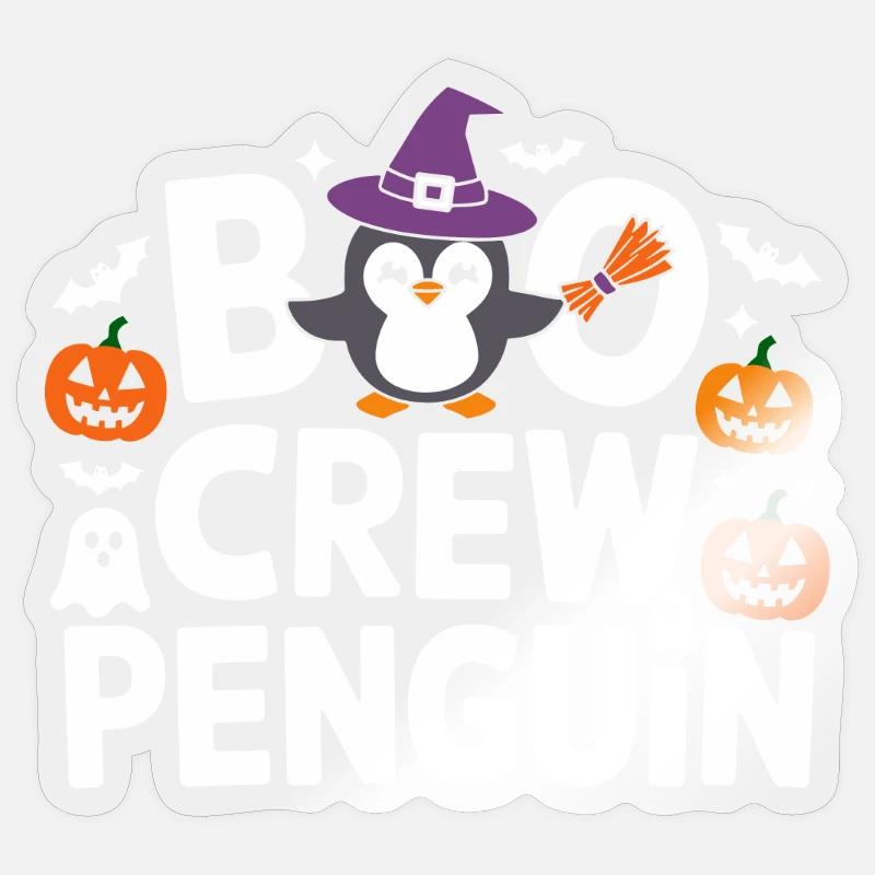 Boo Crew Pingouin Halloween - Sticker taille S (10 x 10 cm) - brillant transparent