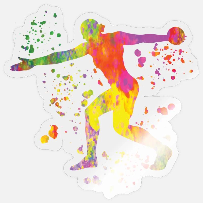 Diskuswerfer Colorsplash Diskuswurf Sticker Größe S (10 x 10 cm)
