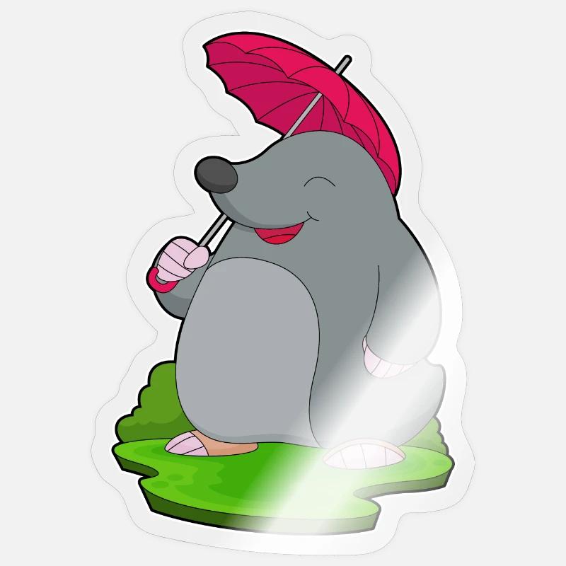 Parapluie Mole Rain - Sticker taille S (10 x 10 cm) - brillant transparent