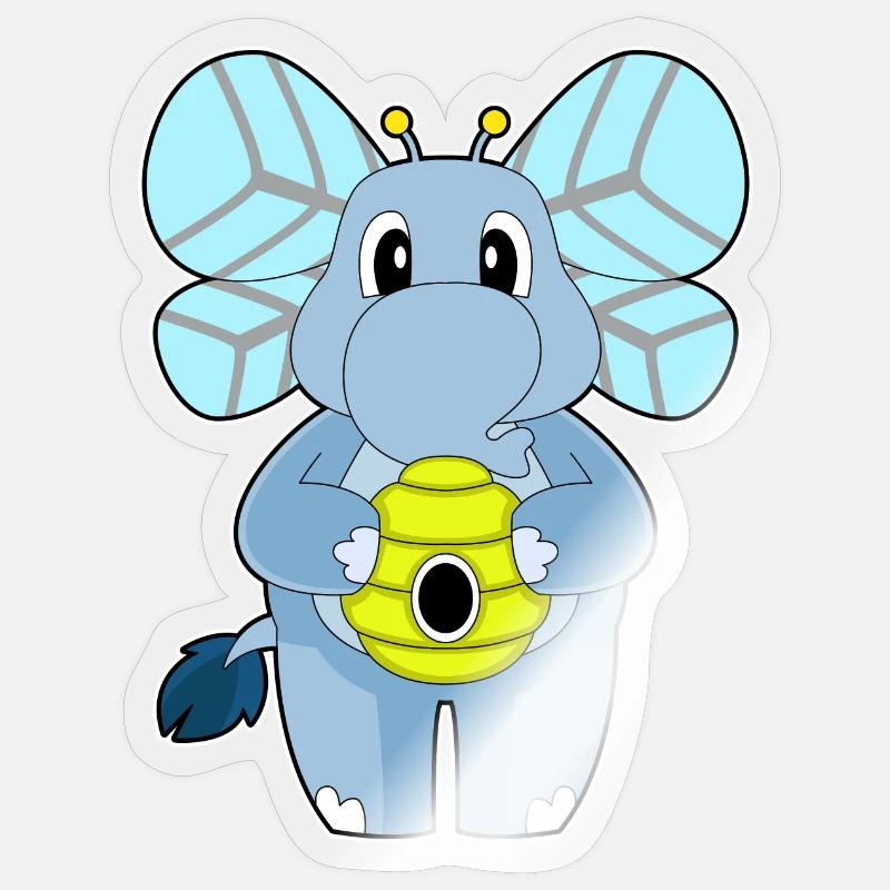 Elefant Biene - Sticker Größe S (10 x 10 cm) - Transparent glänzend
