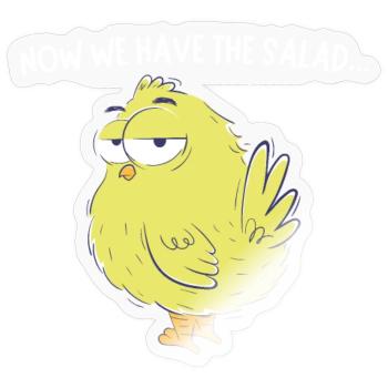 Küken mit Salat Spruch - Sticker Größe S (10 x 10 cm) - Transparent glänzend - Vorne