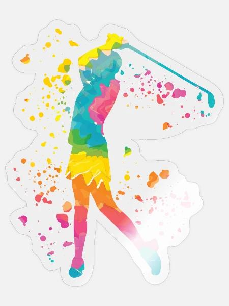 Golfer Colorsplash Kinder Miniaturgolf - Sticker Größe S (10 x 10 cm) - Transparent glänzend