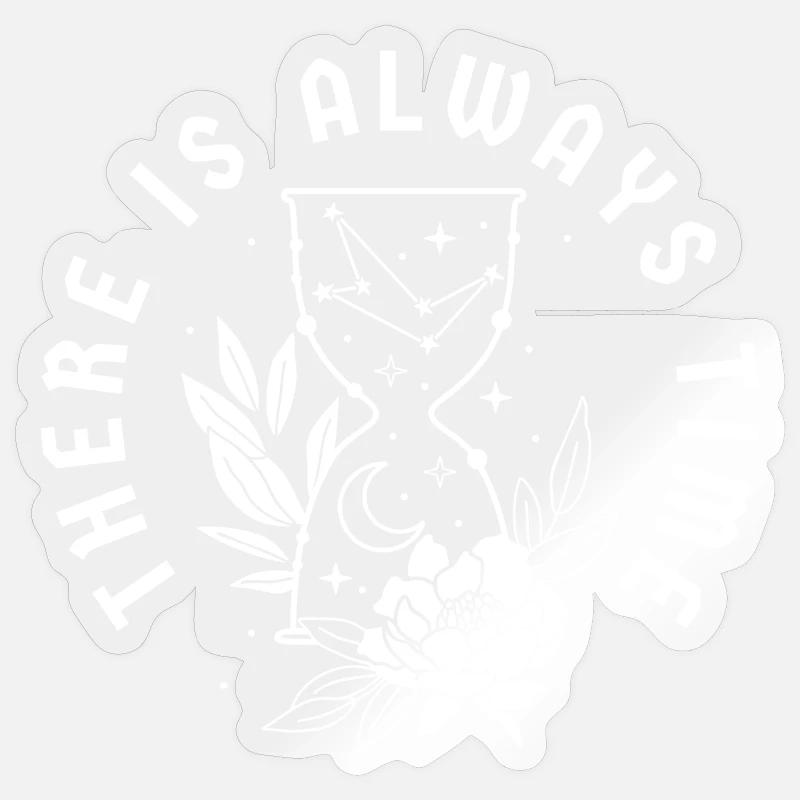 Citation du temps Sablier Fleurs - Sticker taille S (10 x 10 cm) - brillant transparent