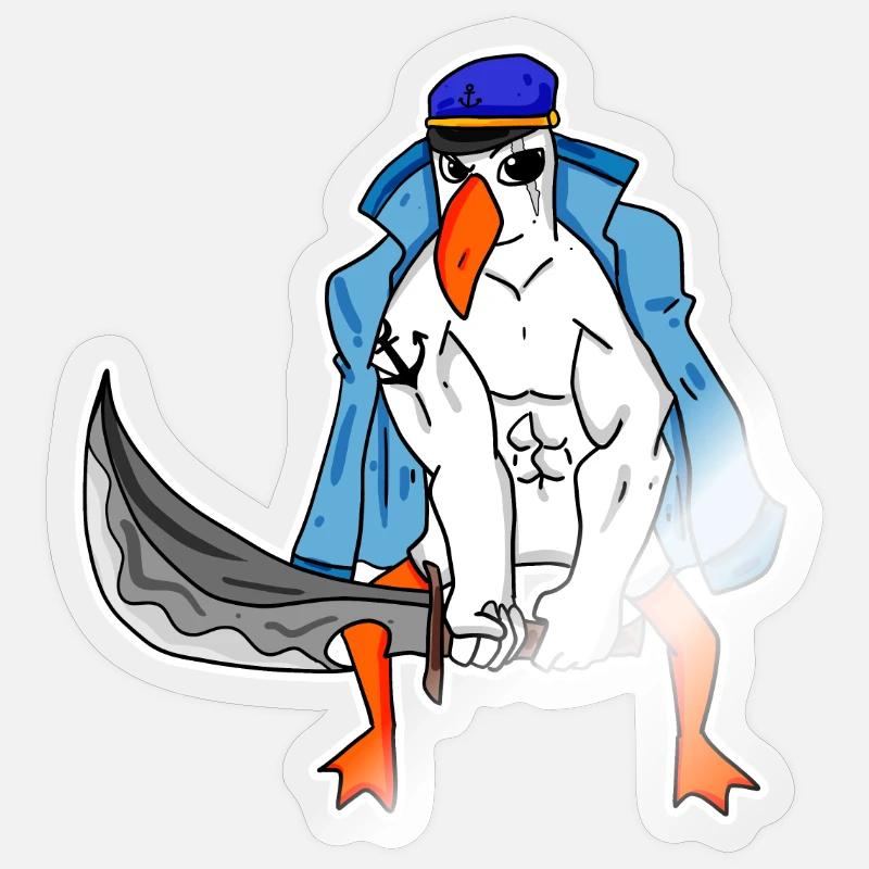 Seagull Muscles - Sticker size S (10 x 10 cm) - transparent glossy