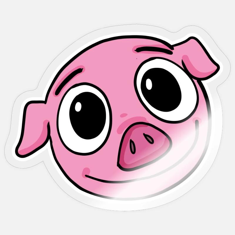 Schwein Kopf - Sticker Größe S (10 x 10 cm) - Transparent glänzend