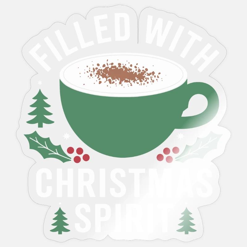 Rempli de Noël Cheers Mug - Sticker taille S (10 x 10 cm) - brillant transparent